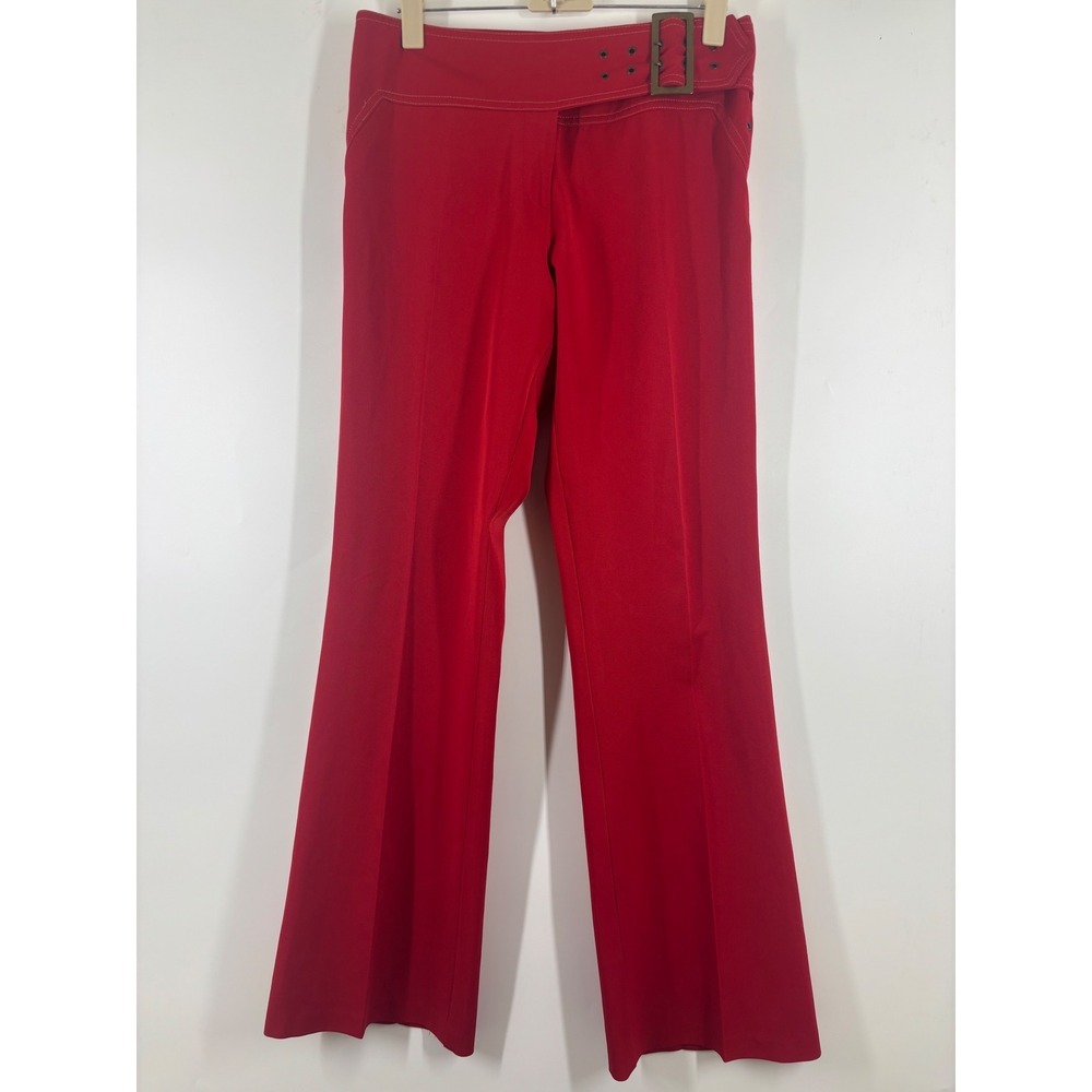 Sooki Red Belted‎ Flare Leg Trousers Antique Brass Buckle Grommet Detail Mens 6
